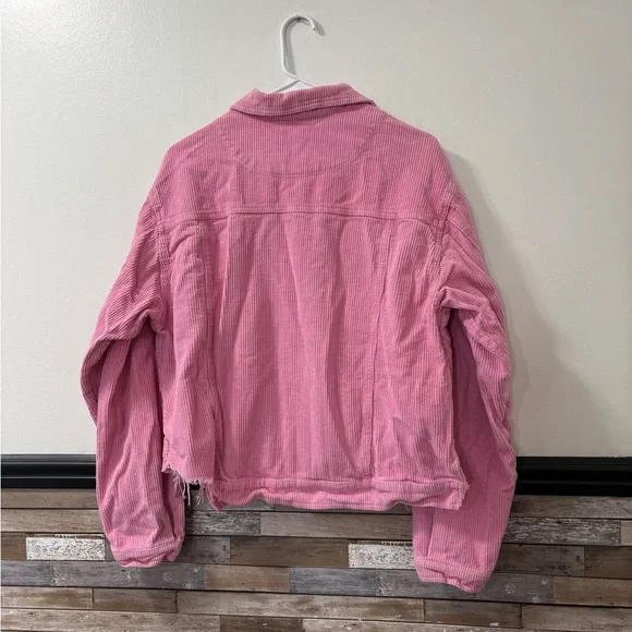 POL Vibrant Pink Distressed Corduroy Jacket Size Large - Picture 3 of 5